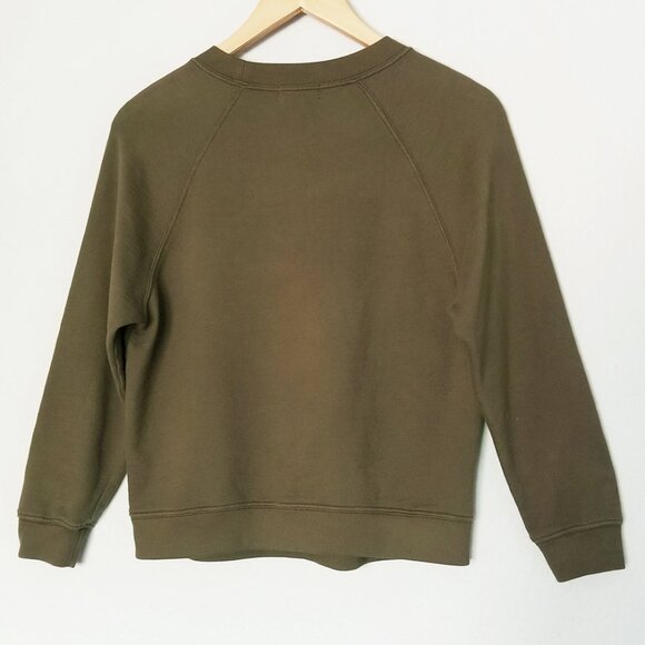 AG Adriano Goldschmied Olive Army Green Crewneck Sweatshirt Elba Womens S Cotton - Picture 5 of 13